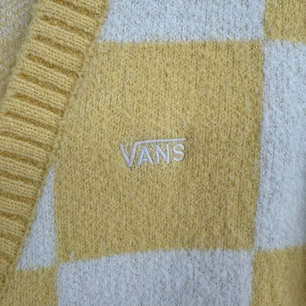 Vans Yellow & White Checkerboard Cardigan Sweater - Picture 6 of 14
